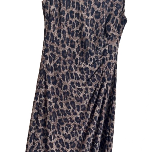 Lauren Ralph Lauren Womens Leopard Print Stretch Side Ruched Cocktail Dress Sz-6 - Picture 3 of 6